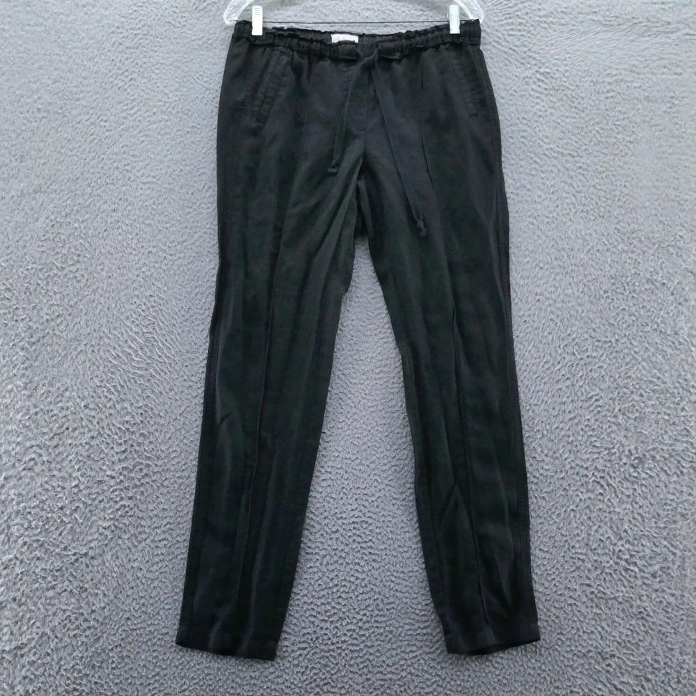 Lou & Grey Womens Size 4 Black Linen Lyocell Blend Jogger Pants Paperbag Waist